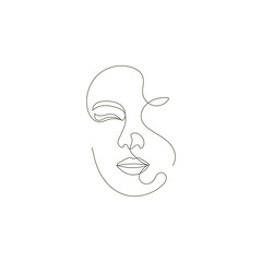 Abstract Beauty woman face one line art drawing feminine continues line vector art line illustration