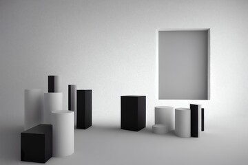 Fototapeta premium 3d objects front of a white wall, abstract background, 3d render, 3d illustration