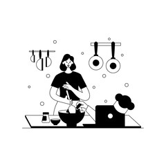 Girl Cooking Food illustration