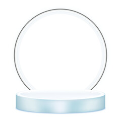 3D cylinder pedestal podium with neon light on transparent background,Vector blue geometric platform,Isolated showcase single display stand