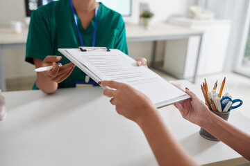Patient Giving Filled Questionnaire