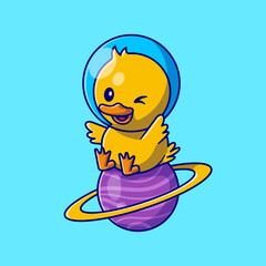 Cute Duck Astronaut Sitting On Planet Cartoon Vector Icon
Illustration. Animal Science Icon Concept Isolated Premium
Vector. Flat Cartoon Style