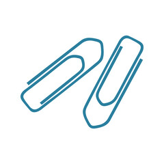 Few blue paperclips illustration. School supply flat design. Office element - stationery and school supply. Back to school. Paper clips for notes icon