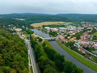 Obraz premium Aerial View of Neo-Gothic Castle Hluboká nad Vltavou, Czechia, Europe. 