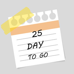 Vector illustration. Deadline, calendar, notebook, time management. 25 days left