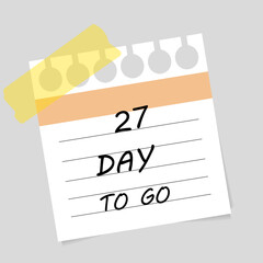 Vector illustration. Deadline, calendar, notebook, time management. 27 days left