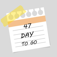 Vector illustration. Deadline, calendar, notebook, time management. 47 days left