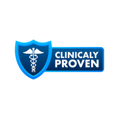 Clinicaly proven. Simple modern emblem with clinically proven. Vector illustration