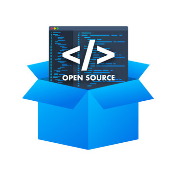 Software development and digital technology concept. Open source