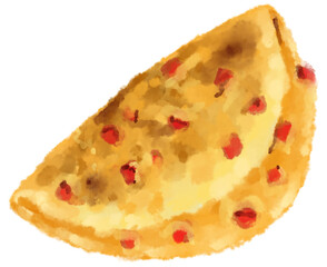 Egg omlette breakfast fried egg with carrot spinash mushroom topping watercolor hand painting illustration