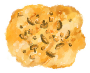 Egg omlette breakfast fried egg with carrot spinash mushroom topping watercolor hand painting illustration