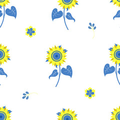 Fototapeta na wymiar Floral seamless pattern with sunflower
