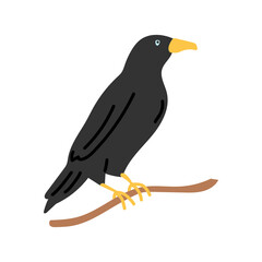 The black raven. Halloween collection. Flat vector illustration
