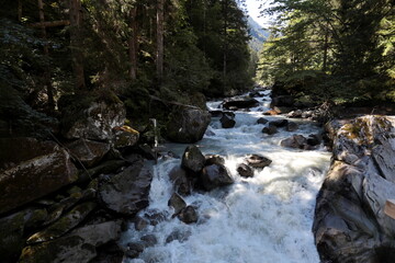Naklejka na ściany i meble Rapids of the Sarca River in Val di Genova in Trentino, Italy.