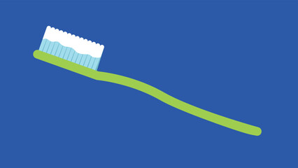 green toothbrush on blue background