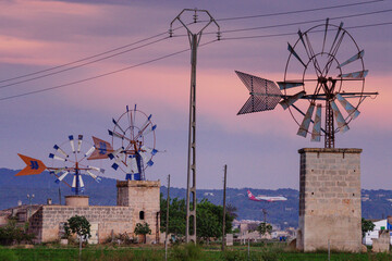 molino de estraccion de agua, Pla de Sant Jordi, Palma, mallorca, islas baleares, Spain, europa
