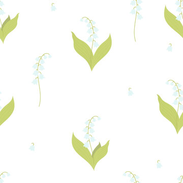 Seamless pattern with lilies of the valley
