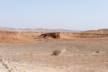 The majestic  beauty of the boundless stone Judean desert in southern Israel