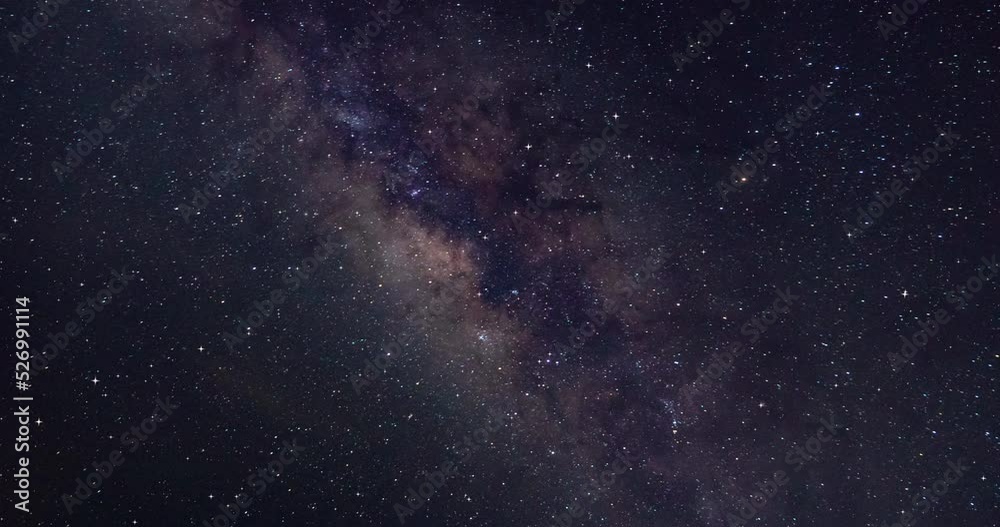 Wall mural milky way galaxy exploration through outer space towards glowing milky way galaxy. 4k looping animat