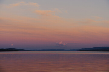 Fototapeta na wymiar A calm summer evening by Lake Mjøsa.