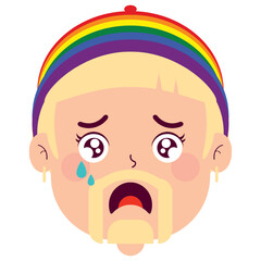 LGBTQ man crying face cartoon cute