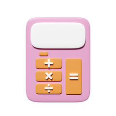 3d pink calculator icon for accounting finance isolated. minimal concept 3d render illustration