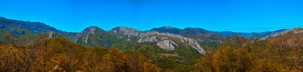Mountainous landscape in Asturias, Spain. Peña Mea Trail