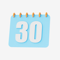 Icon of a daily calendar. image of a simple calendar on white background, isolated. 3d rendering