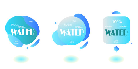 The emblem of mineral water in various forms, for printing on labels, banners, in a pleasant blue color, recognizable shape