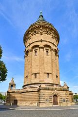 Mannheim, Germany - Water Tower called 'Wasserturm', a landmark of German city Mannheim in small...