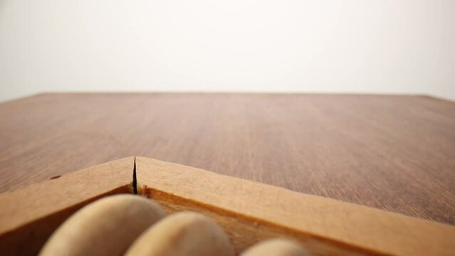 Extremely close up wooden abacus
