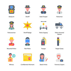 Law Enforcement Flat Icons - Vectors