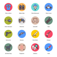 Law Enforcement Flat Round Icons - Vectors © Vectors