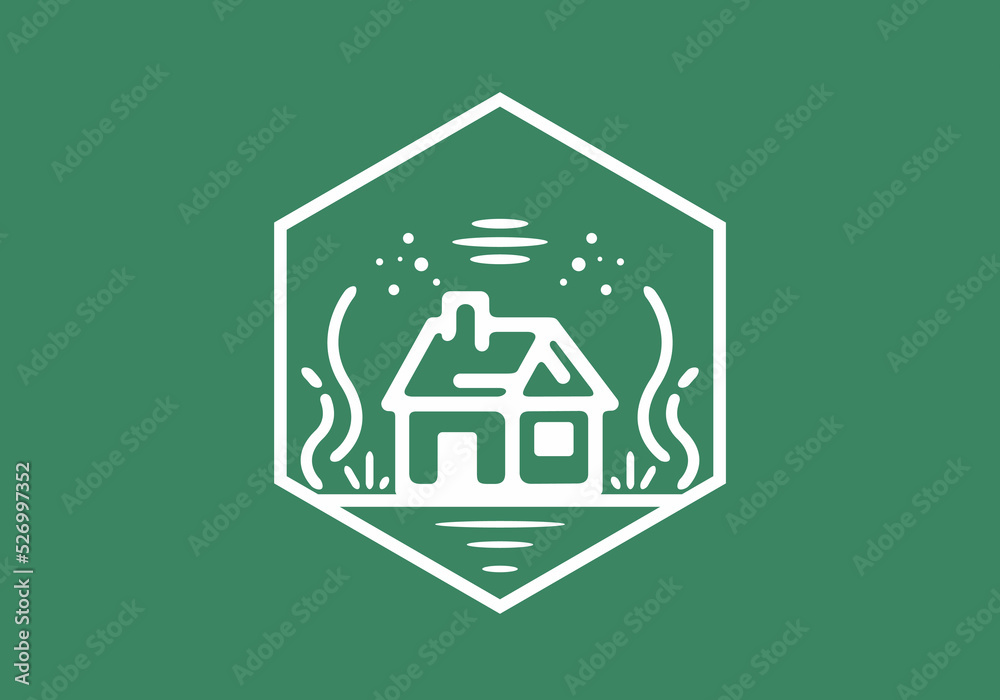 Sticker Simple and small house line art illustration design