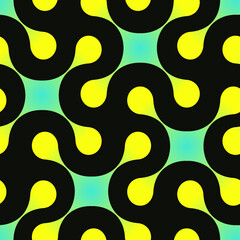 abstract organic snake seamless pattern turquoise yellow black
