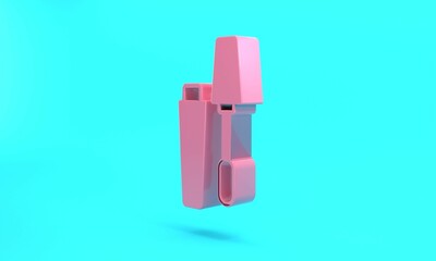 Pink Mascara brush icon isolated on turquoise blue background. Minimalism concept. 3D render illustration