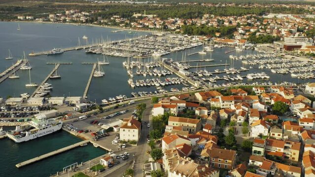 Aerial scene of Biograd town in Adriatic Sea in Croatia
