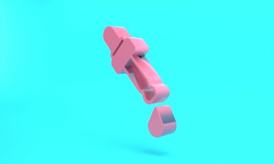 Pink Pipette with oil icon isolated on turquoise blue background. Organic aromatherapy essence. Skin care serum glass drop package. Minimalism concept. 3D render illustration