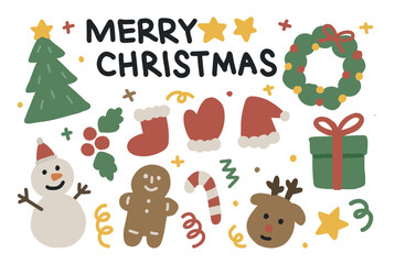 set of christmas elements