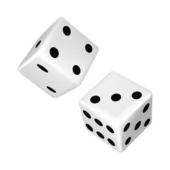 dice gambling realistic vector. casino game, white cube, play, lucky bet dice gambling 3d isolated illustration