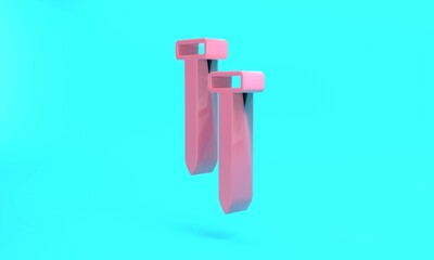 Pink Metallic nails icon isolated on turquoise blue background. Minimalism concept. 3D render illustration