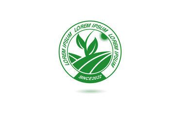 farm logo template or agriculture industries logo design template, green leaf badge logo