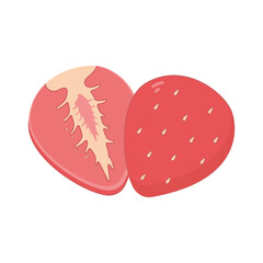 2 sliced strawberries illustration on a transparent background