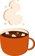 Hot Chocolate Cup of Coffee with Marshmallow on a transparent background