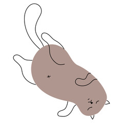 Funny cats in different poses. Simple kittens from spots and lines. Cute animal print. Vector illustration isolated on white background.