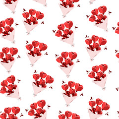 illustration pattern bouquets with flowers on a transparent background