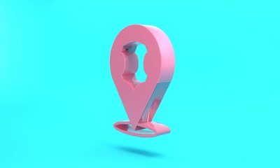 Pink Leather icon isolated on turquoise blue background. Minimalism concept. 3D render illustration