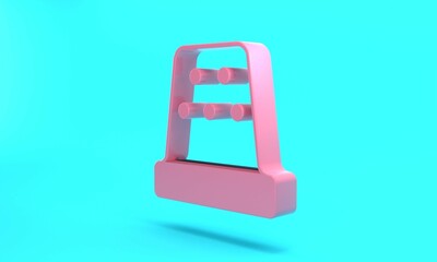 Pink Thimble for sewing icon isolated on turquoise blue background. Minimalism concept. 3D render illustration