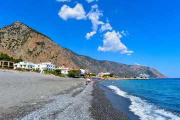 Agia Roumeli, Hafenort an der Südwestküste Kretas am Libyschen Meer