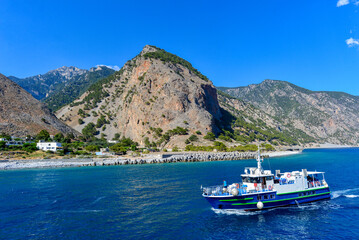 Agia Roumeli, Hafenort an der Südwestküste Kretas am Libyschen Meer